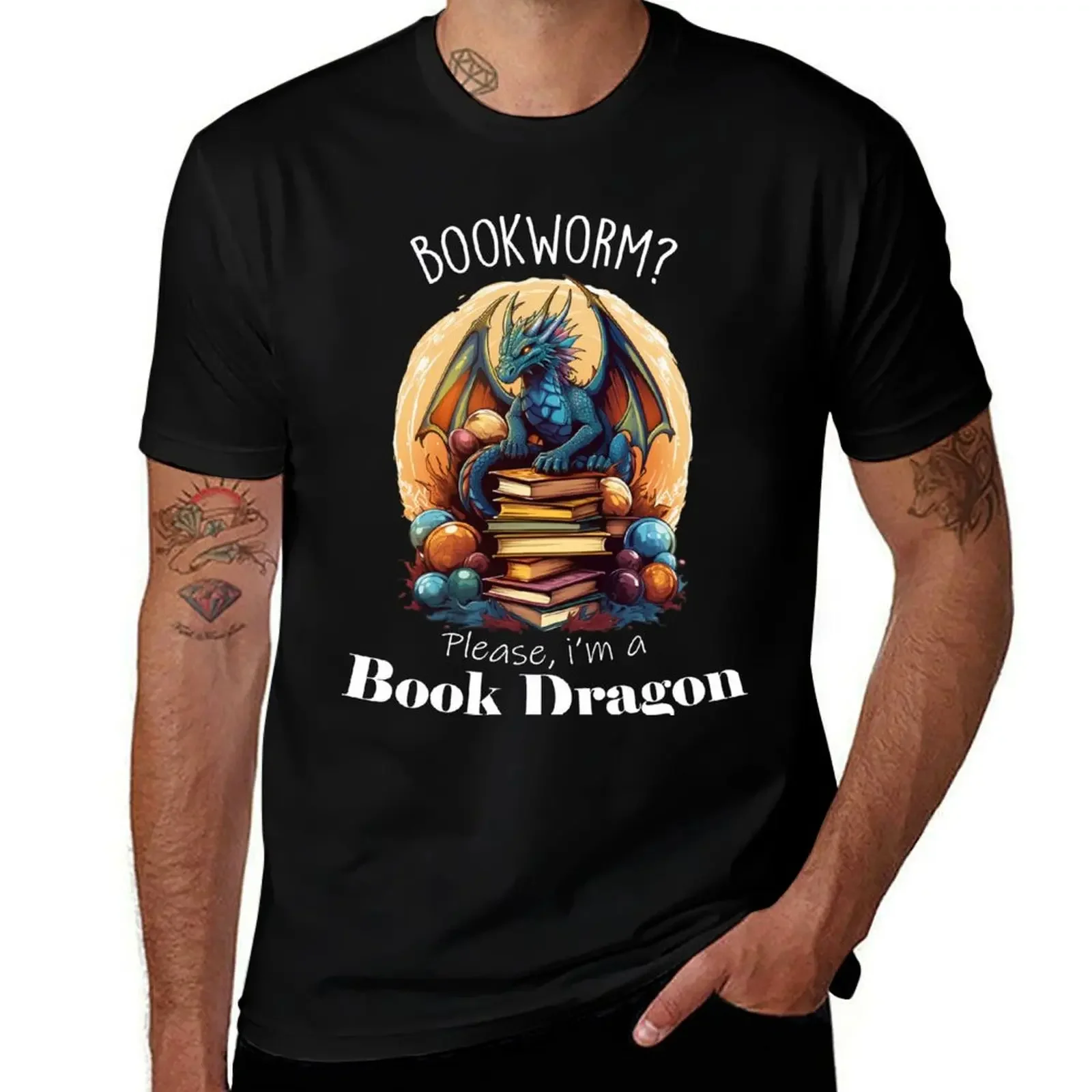 Livre Dragon's Lair: Bookworm? T-shirt graphique vintage pour hommes, je suis un livre, dragon