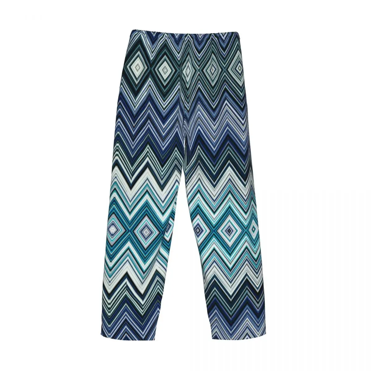 Custom Home ZigZag Multicolor Pajama Pants Sleepwear for Men Elastic Waistband Chic Geometric Sleep Lounge Bottoms with Pockets