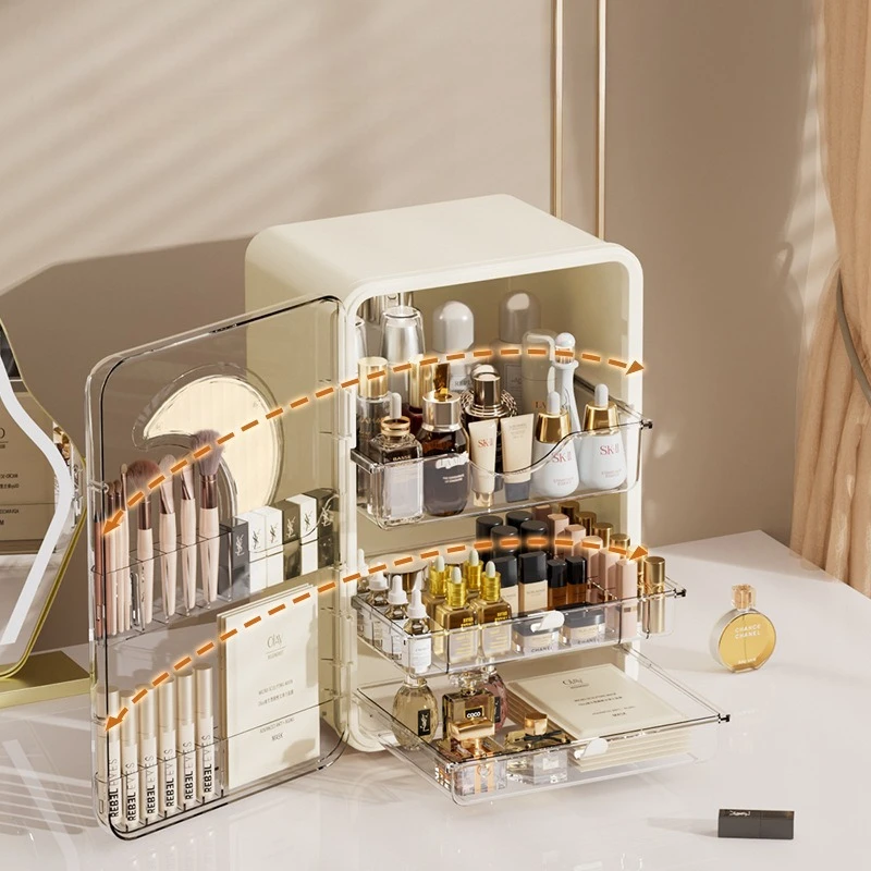 

Luxury cosmetics storage box desktop lipstick box storage rack dressing table dustproof large capacity skincare products
