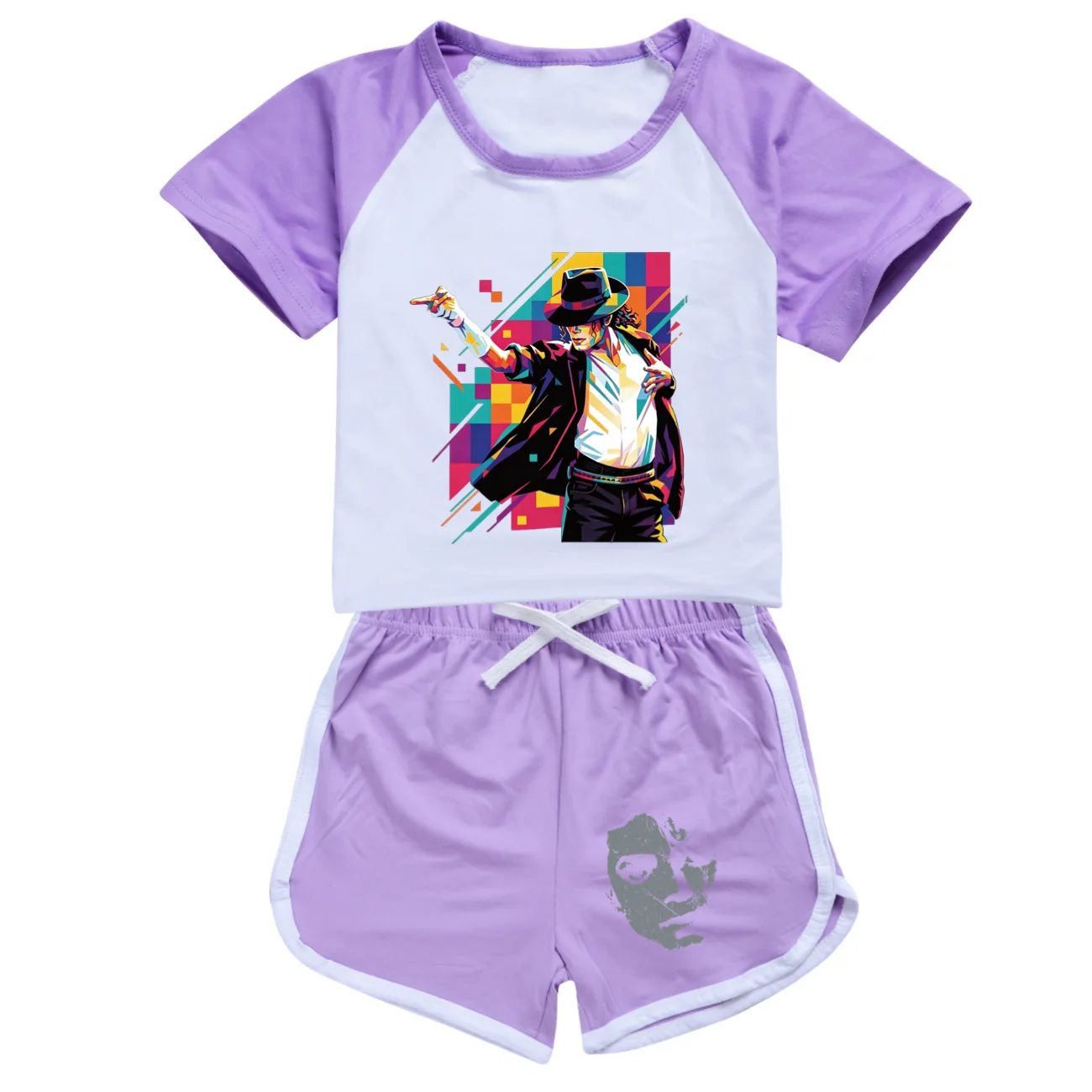 Summer Michael Jackson Kids Clothes Halloween Cosplay Birthday Party Dance TShirts+pants Pajamas Set Pop Star Boys Girls Outfits