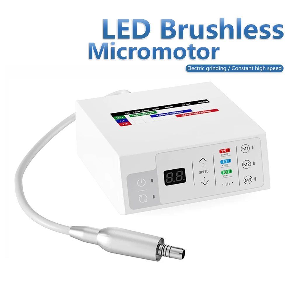 Стоматологический электрический микромотор, бесщеточный светодиодный двигатель с 1 51: 116: 1 угол обзора, высокая и низкая скорость, регулируемая скорость наконечника Стоматологический электрический микромотор, бесщеточный светодиодный двигатель с 1 51: 116: 1 угол обзора, высокая и низкая скорость, регулируемая скорость наконечника