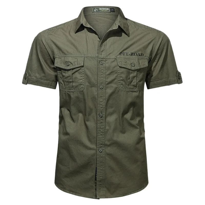 Military Cargo Shirts Men Summer Wear-resistant Short Sleeve Work Shirt Outdoor Army Tactical Shirts Multi-pocket Chemise Homme