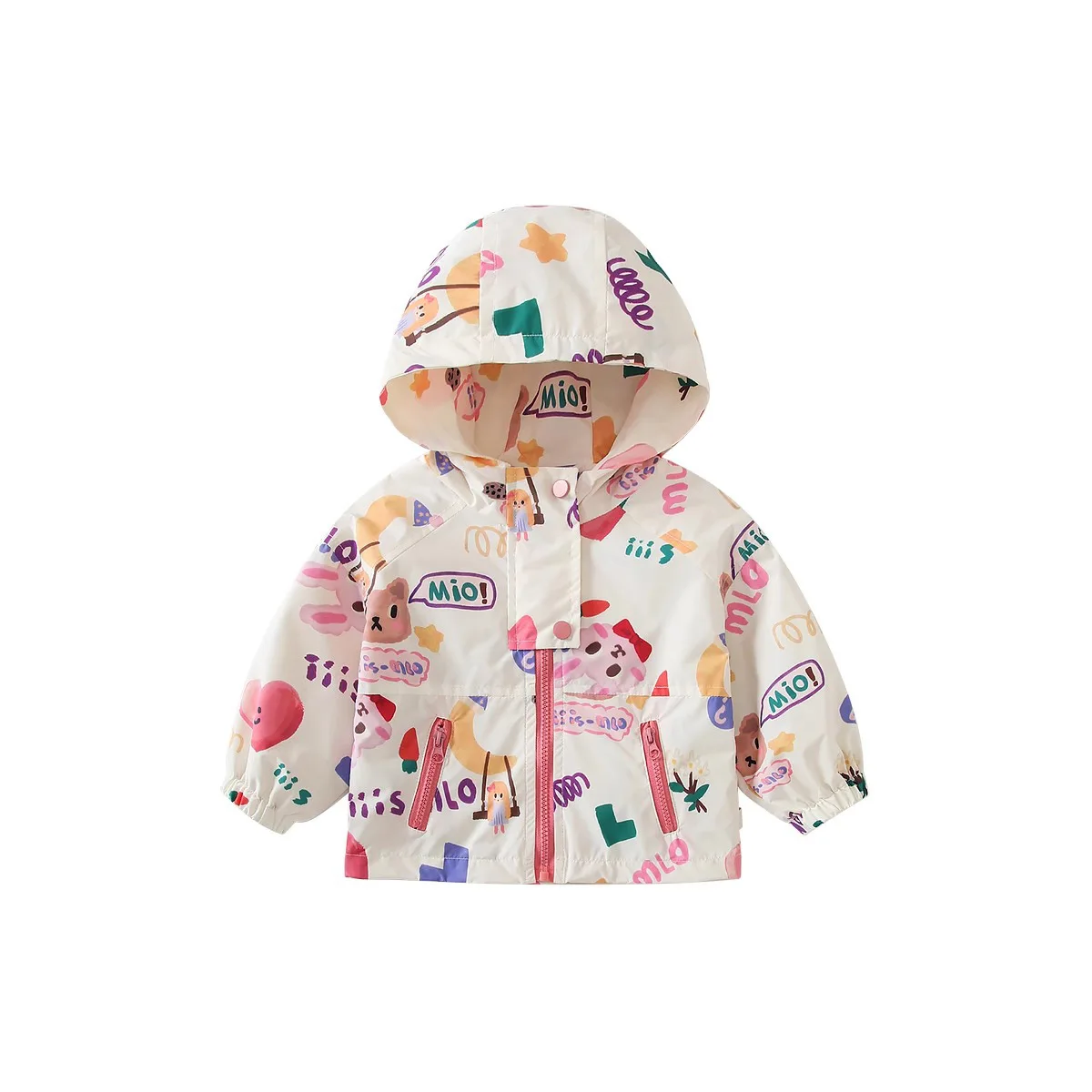 

A+ Quality Children's Clothing Girl's Hooded Jackets Windbreaker Spring Autumn New Fashion Cartoon Baby Girls Windproof Coats
