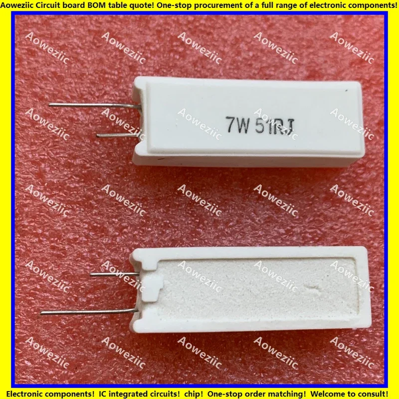 10 sztuk/partia 7W51RJ 7W51ΩJ RX27-5 SQM pionowa rezystancja cementu 7W51ohm 7W51R rezystancja ceramiczna precyzja ± 5% rezystancja mocy