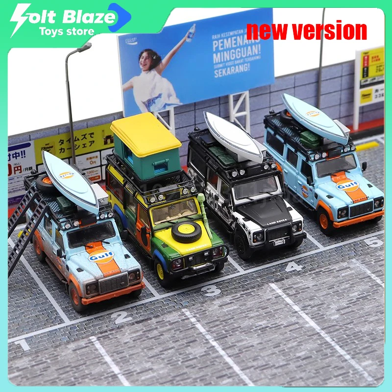 

Новый бренд 1/64 Land Rover Defender 110 4X4 Camel Trophy Big Foot Gulf Weathered Dirty Version Alloy Car Boy Коллекционная игрушка в подарок
