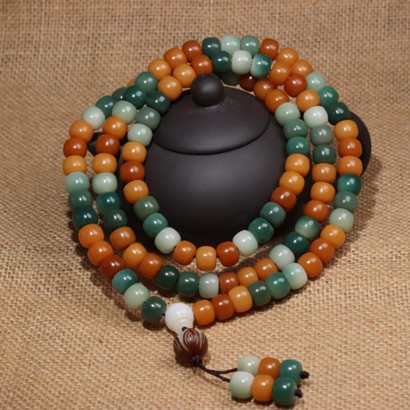 Live Stream Supply 108Weathering Multi-Treasure Bodhi Root Buddha Beads Duobao Color Bodhi Root Lotus Rosary Bracelet