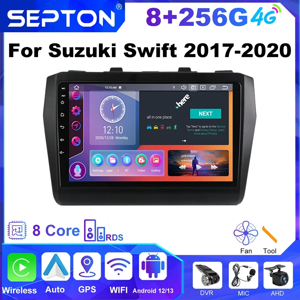 

SEPTON Android Car Radio Multimedia Player for Suzuki Swift 2017-2020 BT Navi GPS 4G WIFI Wireless CarPlay 2Din Head Unit 4G Net