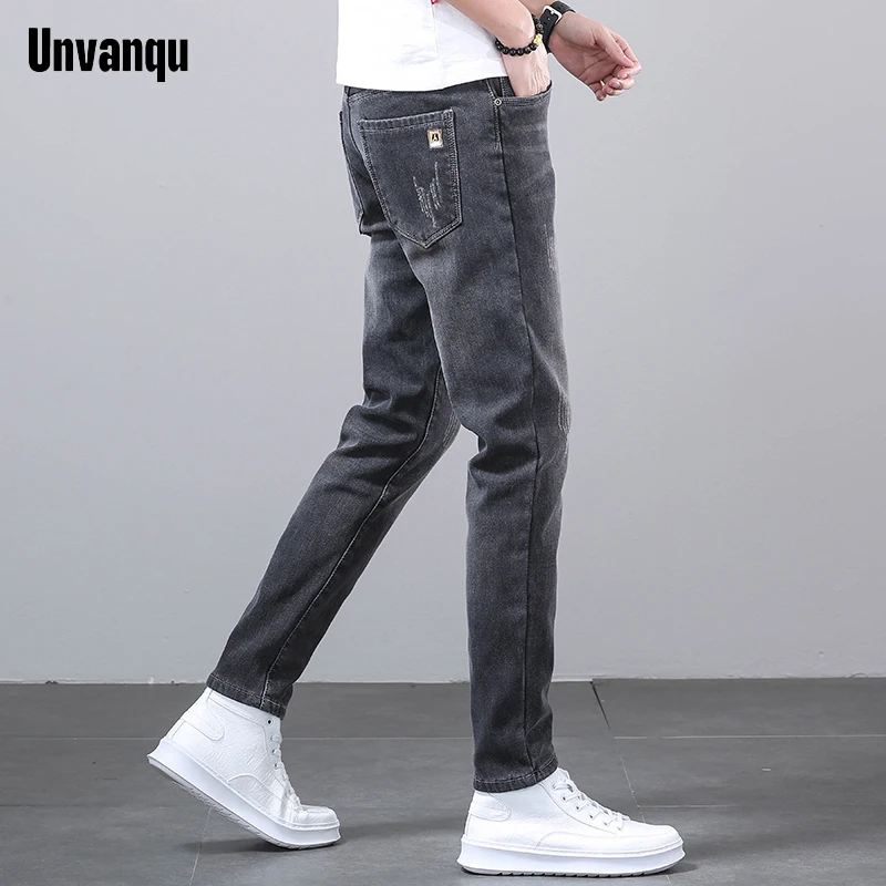 Unquvan High Quality Fashion Men\'s Jeans Spring Summer New Retro Slim Straight Versatile Office Business Casual Denim Trousers