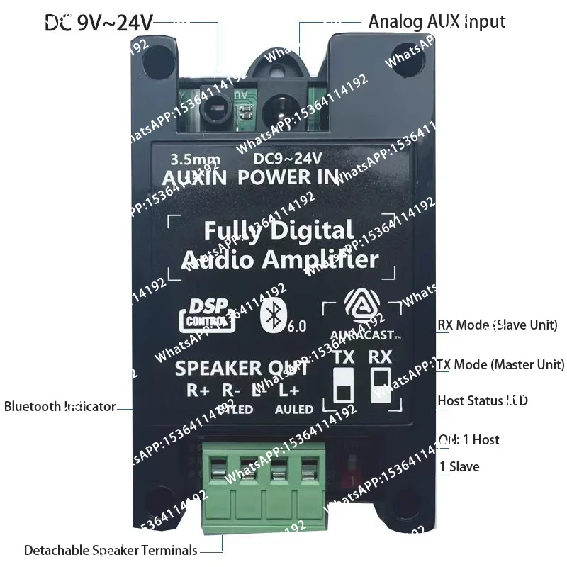 Audio Bluetooth Power Amplifier Board 2 Channel for Ceiling Speaker Background Music Amplifier 2.0*40W DD240