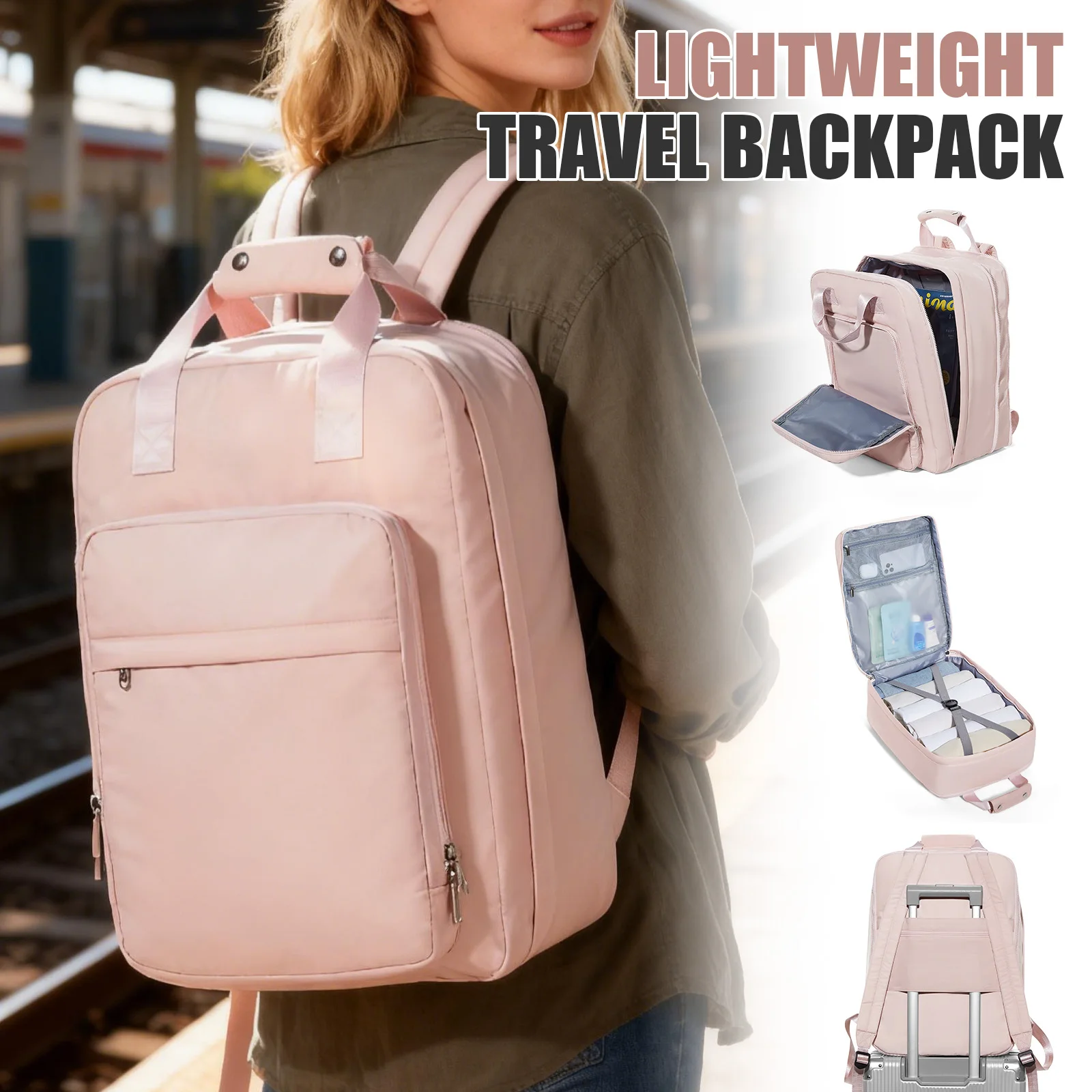 תיק גב למטוסים תיק קבינה אלגנטי לנשים תיק גב למחשב נייד 15.6 תיק גב לקולג' תיק גב יבש רטוב מפריד סוף שבוע