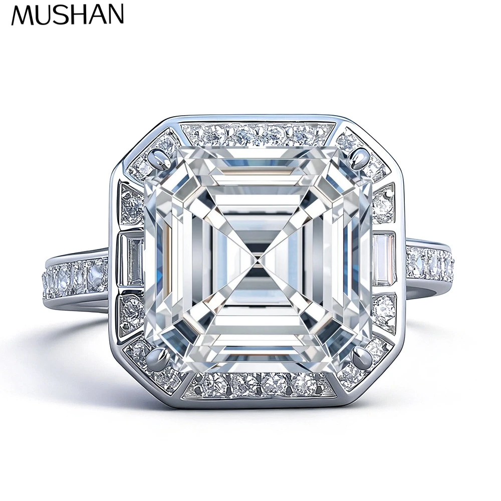 

MUSHAN Luxury Jewelry 925 Sterling Silver Ring VVS Moissanite Casual Ring for Wife 18K Real Gold Plated MST Patent Rings