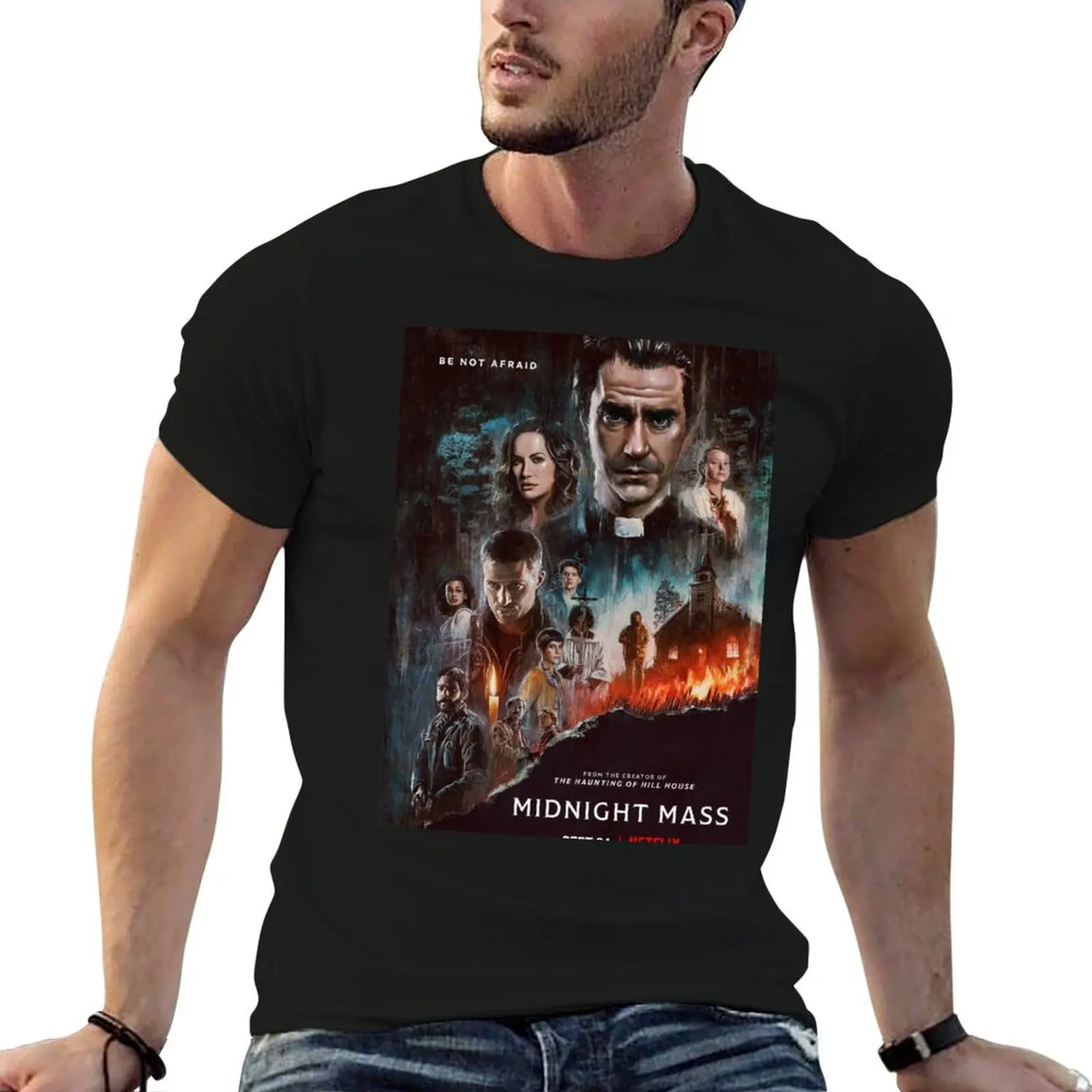 Midnight Mass afraid T-Shirt man t shirt heavy cotton t shirts for man graphic tees t shirt for man 100 percent cotton T-shirt