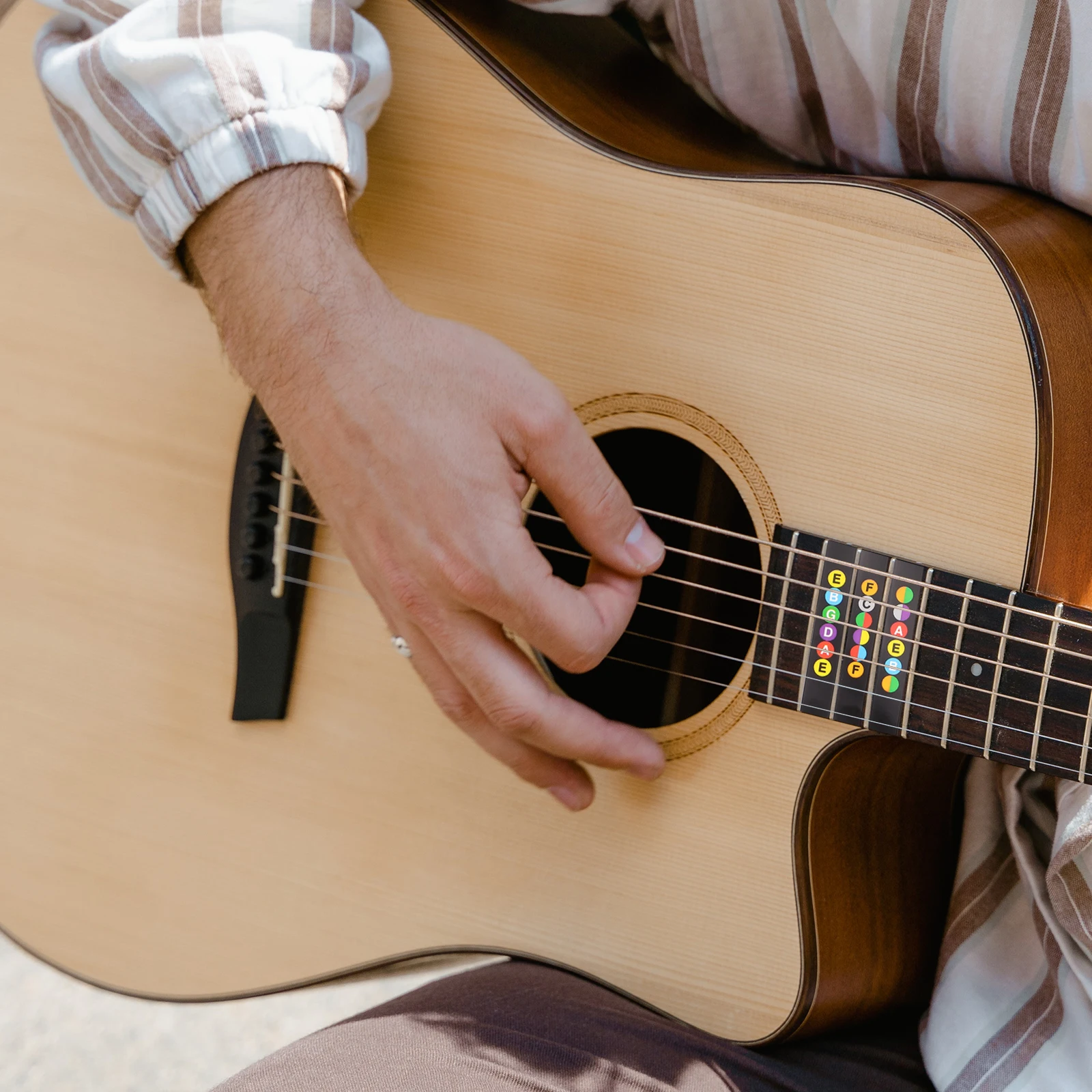 

6 Pcs Guitar Scales Sticker Fingerboard Teaching Aid Fretboard Labels Neck Position Stickers Guide Self Adhesive Markers PVC