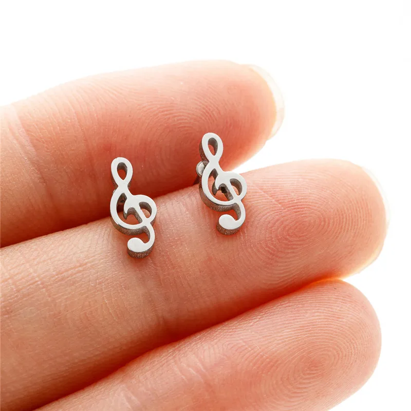 1 Paar Mini-Musikohrringe aus Edelstahl, schöne kleine Ohrstecker für Frauen, Charm-Ohrringe mit Musiknoten, Schmuck, Geschenk – Detail 6