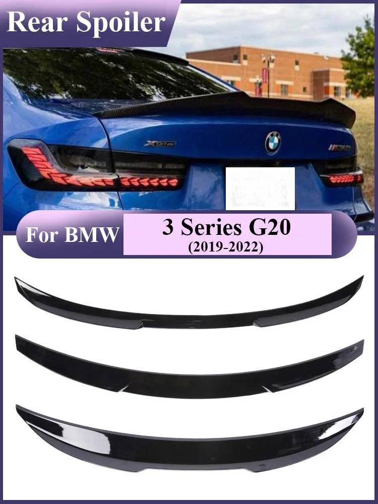 

For BMW 3 Series G20 2020+ Glossy Black Rear Bumper Trunk Spoiler Lip Carbon Fiber MP M3 M4 PSM Style Slim Wing Kit Refting