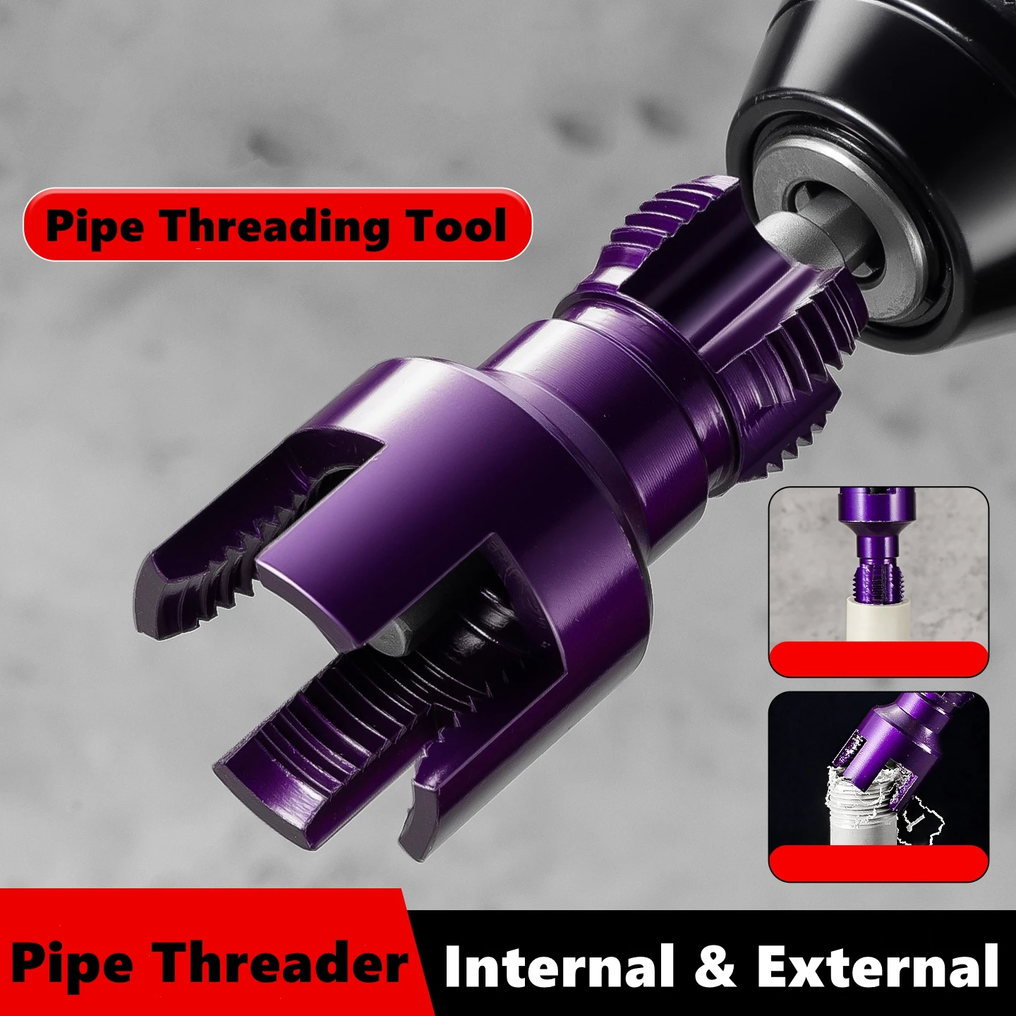 Herramienta para roscar tubos, vástago hexagonal con grifos y troqueles para corte de roscas, herramienta para roscar tubos internos y externos integrados