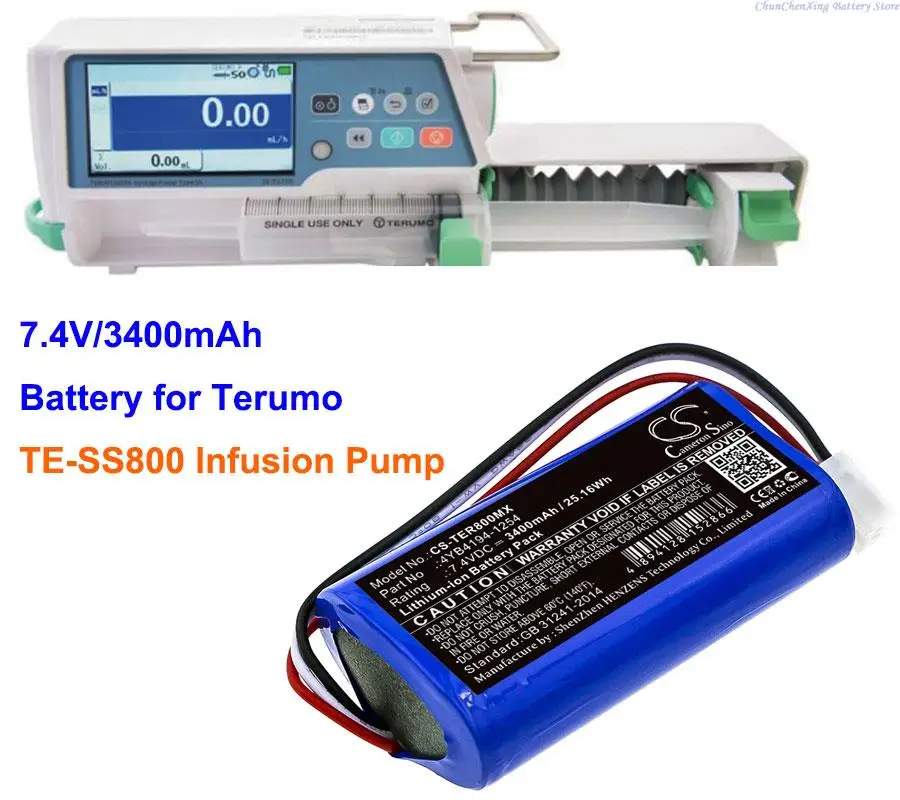 7.4V 3400mAh Medical Battery 4YB4194-1254 for Terumo TE-SS800 Infusion Pump TE-SS700 TE-LF600 TE-SS800  +TOOL