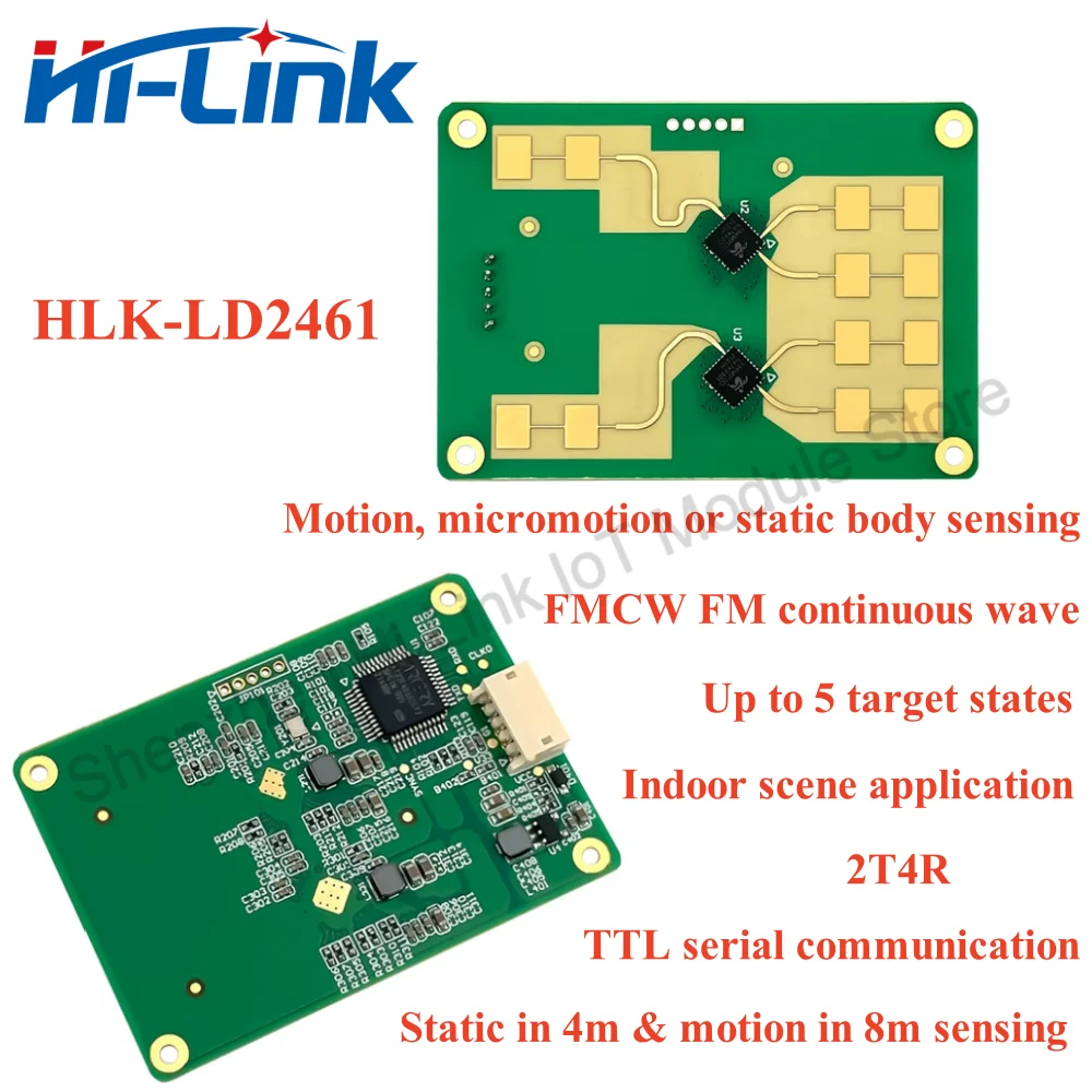 

Hilink new 2T4R 24G Millimeter Wave High-precision Multiple Targets Human Perception Trajectory Tracking Radar Module HLK-LD246