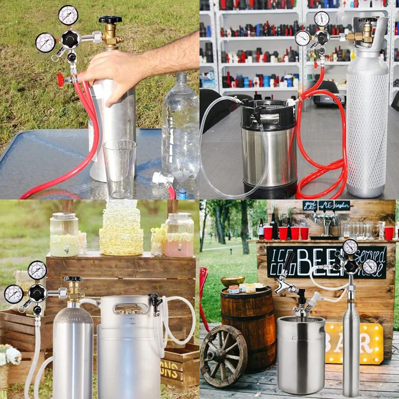 Регулятор бочонка CGA-320, двухступенчатый регулятор Co2 для регулятора давления Kegerator с разъемами 1/4 дюйма и 5/16 дюйма