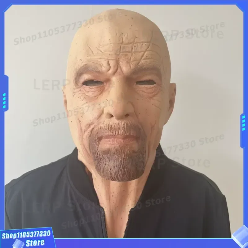 Funny Bald Old Man Latex Mask White Face Halloween Cosplay Costume Christmas Party Prop Novelty Gag Gift for Adults Men Women