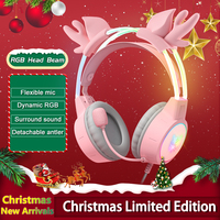 Onikuma Professional Gaming Headset With Antler RGB Light Wireless Headphones Portable Earphone With Noise Cancelling Microphone