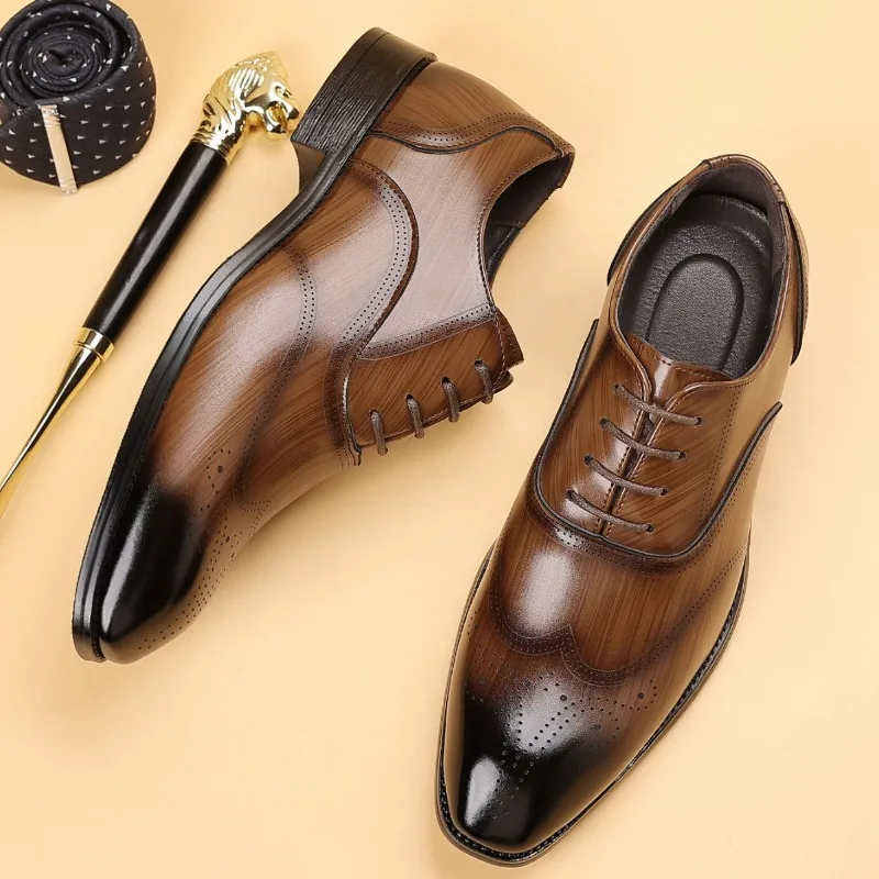 Sapatos Oxford Masculinos de Couro Genuíno Feitos à Mão 2026