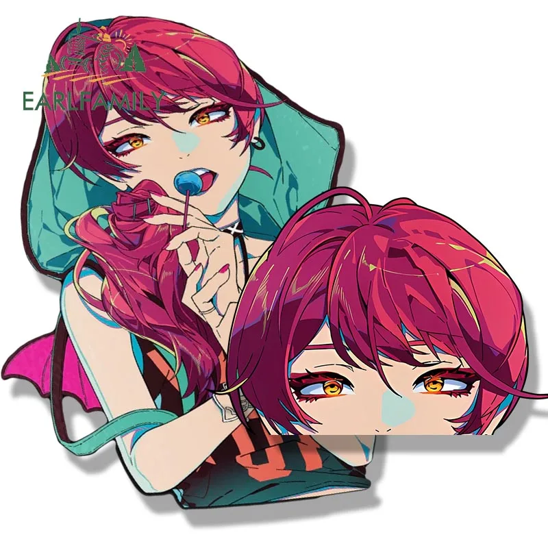 EARLFAMILY Gothic Punk Girl Peek Car Sticker Cartoon Anime Waifu Sketch Fanart Decal JDM Funny Peeker Stickers Car Graphics view 3