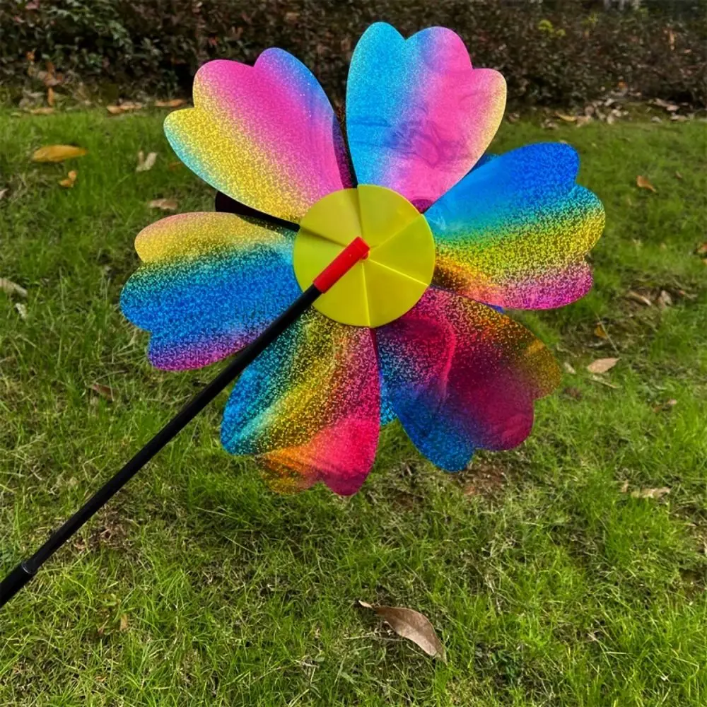 Multistyles Rainbow Sunflower Windmill PVC Diameter 32/38/40cm Stake Standing Lawn Flower Pinwheel Double-layered
