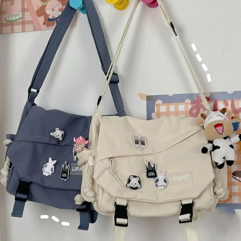 com crachá meninas saco de livro unisex estilo japonês bolsas estilo preppy sacos de ombro estudante currículo sacos saco do mensageiro