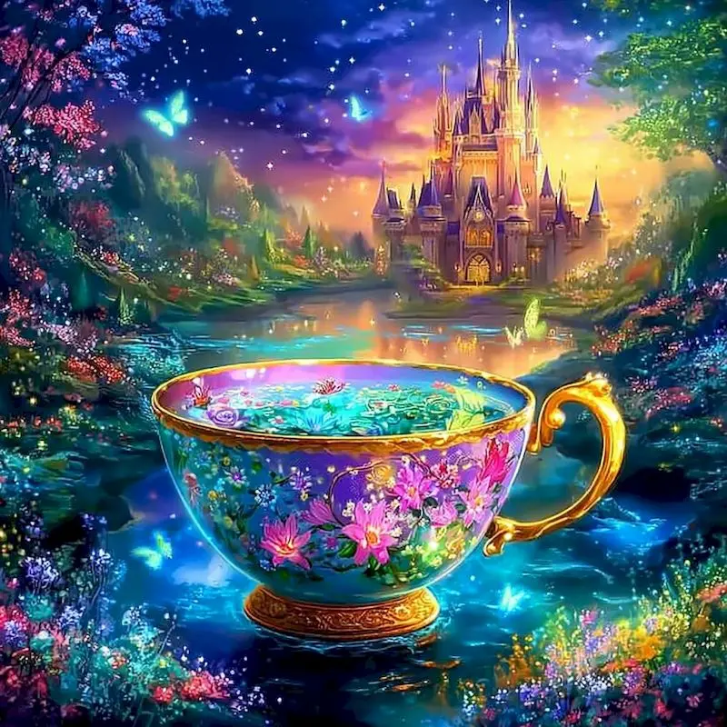 

GATYZTORY DIY Full Square Round Diamond Painting Castle Landscape New Arrival Diamond Mosaic Cup Embroidery Child Gift