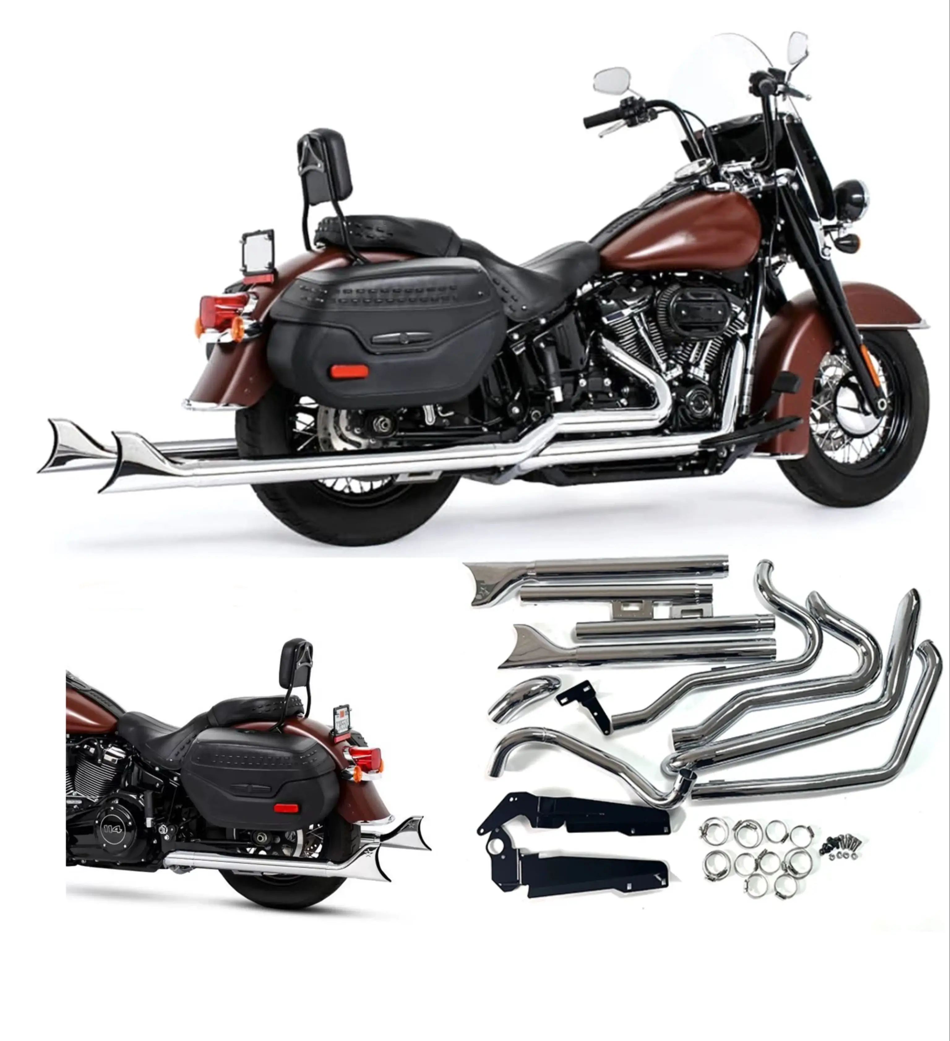 Rura wydechowa motocyklowa do Harley Softail Deluxe Low Rider Street Bob SLIM Heritage 18-24 Układ wydechowy Akcesoria typu rybi ogon