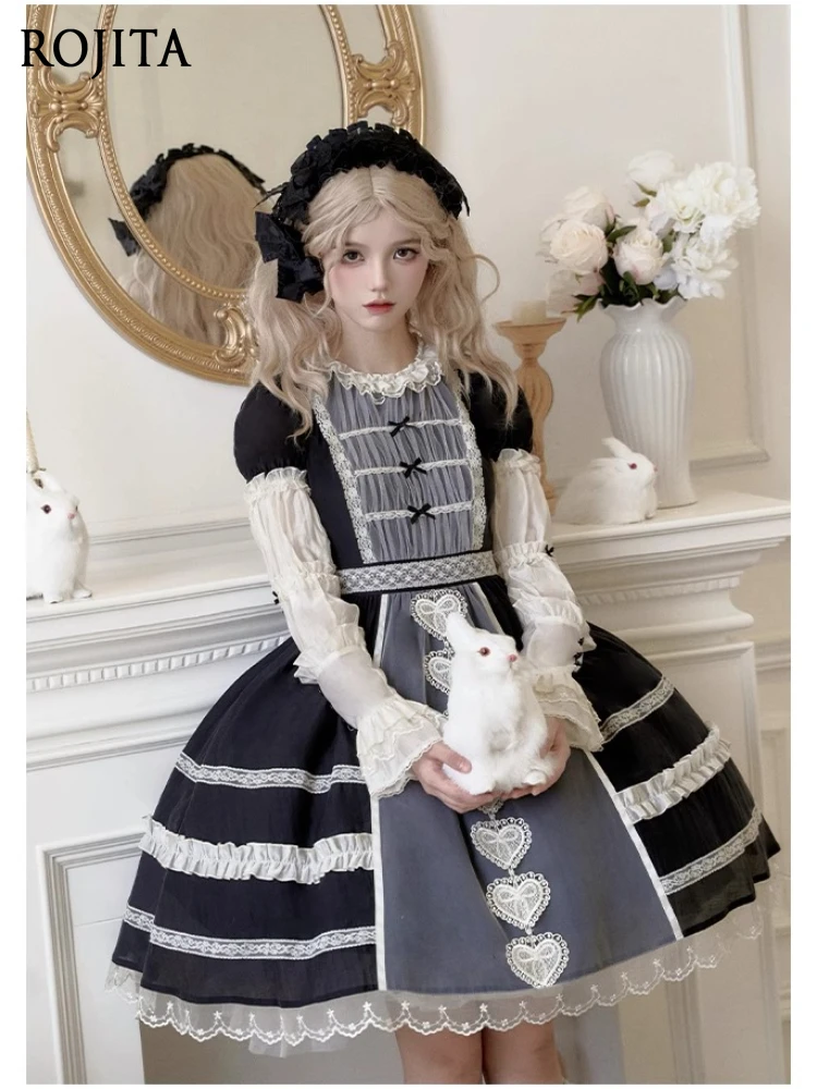 

Original Design Doll Feeling Pleated Lace Collar Op Twin Sleeve Removable Lolita Dress 2025 Summer Short Sleeve Round Neck Dress