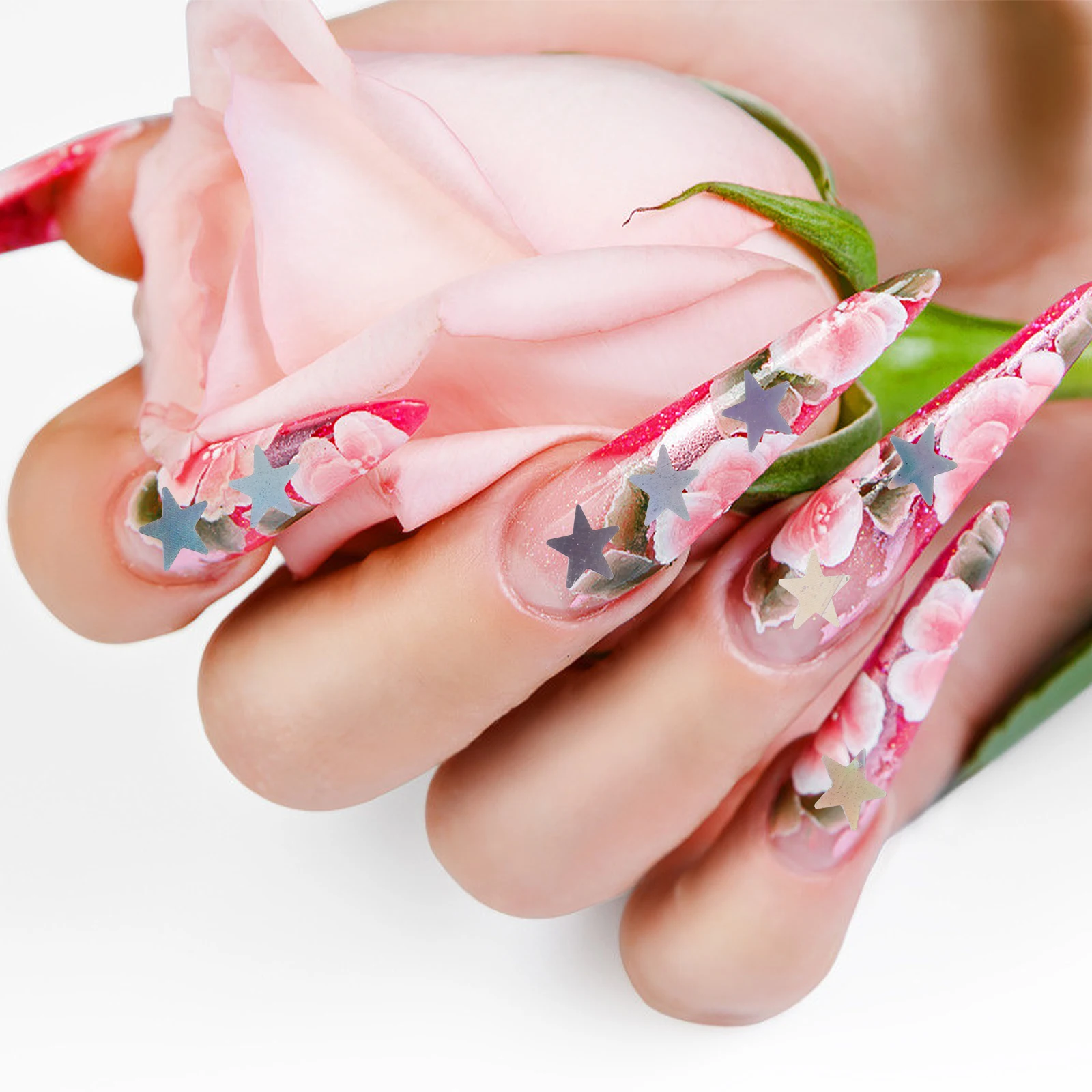 

Shining Star Manicure Pieces Colorful Nail Decorations Silver Rhombus Shining For Women Home Store Decorations