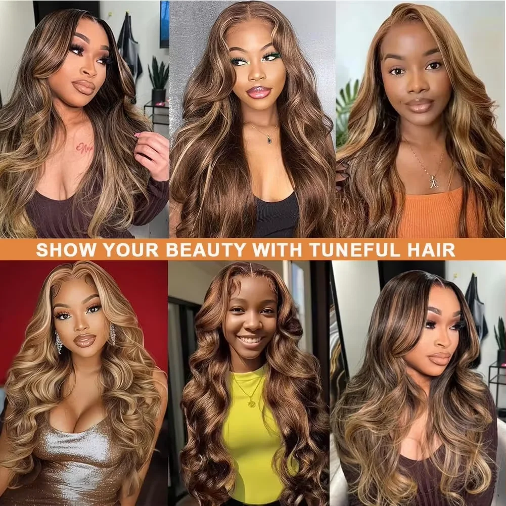 30 32 Inch P4/27 Honey Blonde Ombre Bundles 100% Raw Unprocessed Human Hair Highlight Body Wave Double Drawn Hair Extensions 3/4 Bundle Deals For Black Women