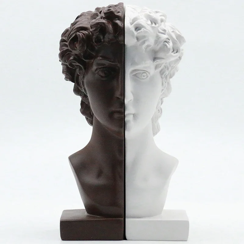 Creative Resin David Head Sculpture Craft Bookend Bookshelf Living Room Decoration Abstract Figurative Statue Office Decoration