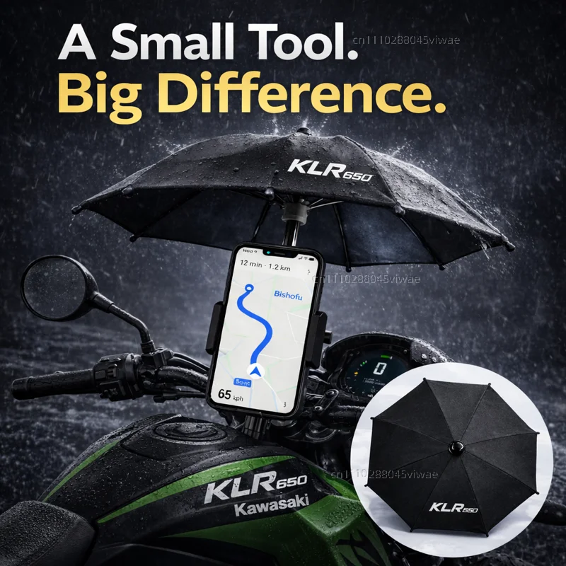 

For Kawasaki KLR650 Motorcycle Phone Umbrella Holder Waterproof Sunshade Anti Glare Rainproof Handlebar GPS Mount