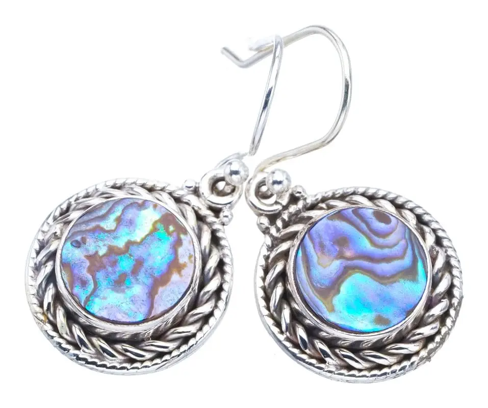

StarGems® Natural Abalone Shell Handmade 925 Sterling Silver Earrings 1.25" F6431