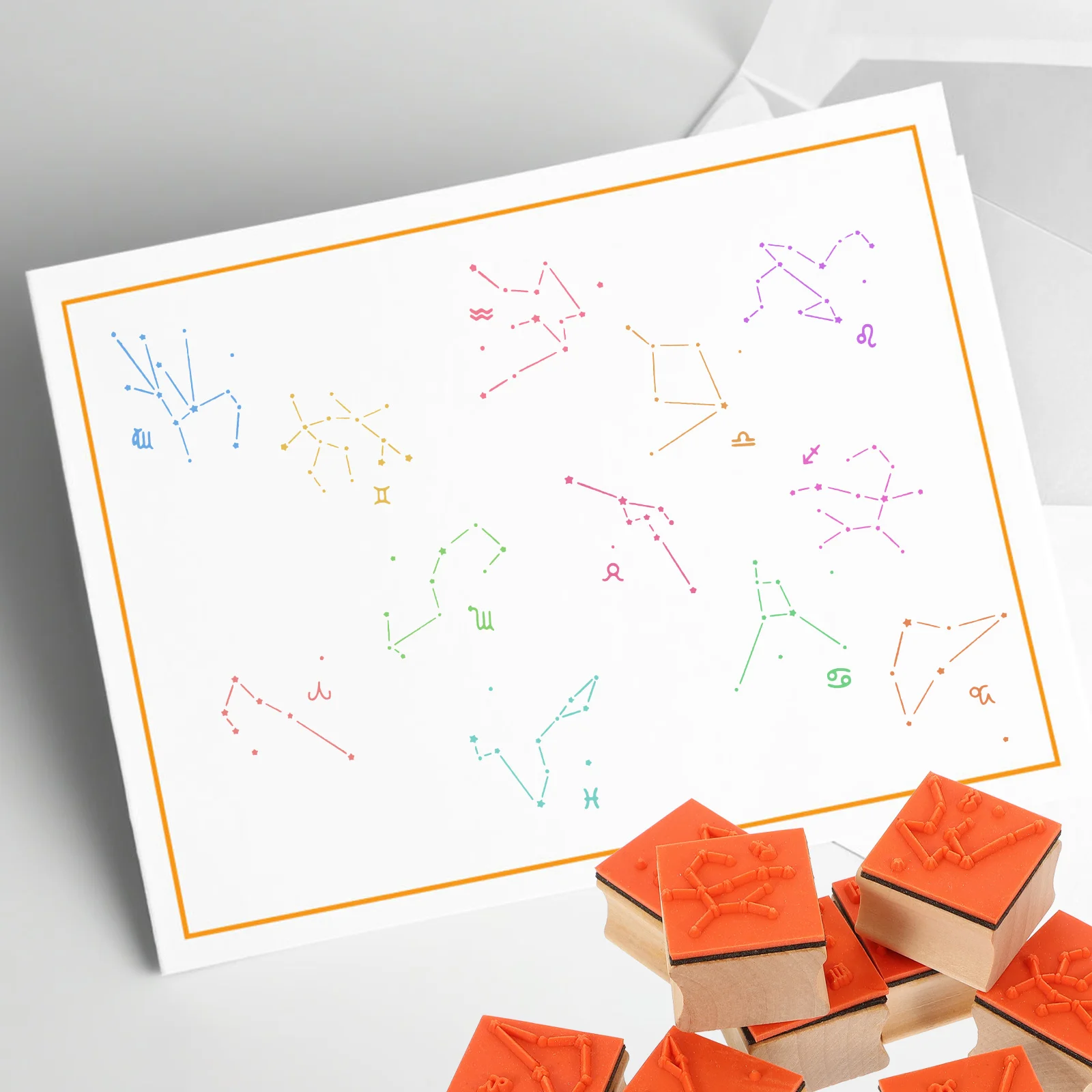 

12Pcs Constellation Wooden Stamps for DIY Crafts Scrapbooks Party Supplies Wood Stamps Party Supplies Household Wooden Stamp