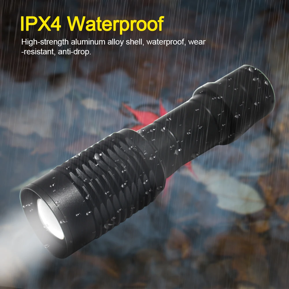 Tactical Red/Green Light Flashlight Waterproof Zoom LED Flashlight LED White Light Strong Light Flashlight With 18650 Battery