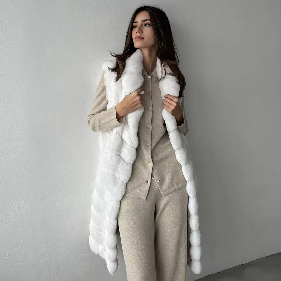 Women Vest Fur Long Vest Women Rabbit Fur Vest Women Vest Jacket Girls White Fur Winter Vest For Women