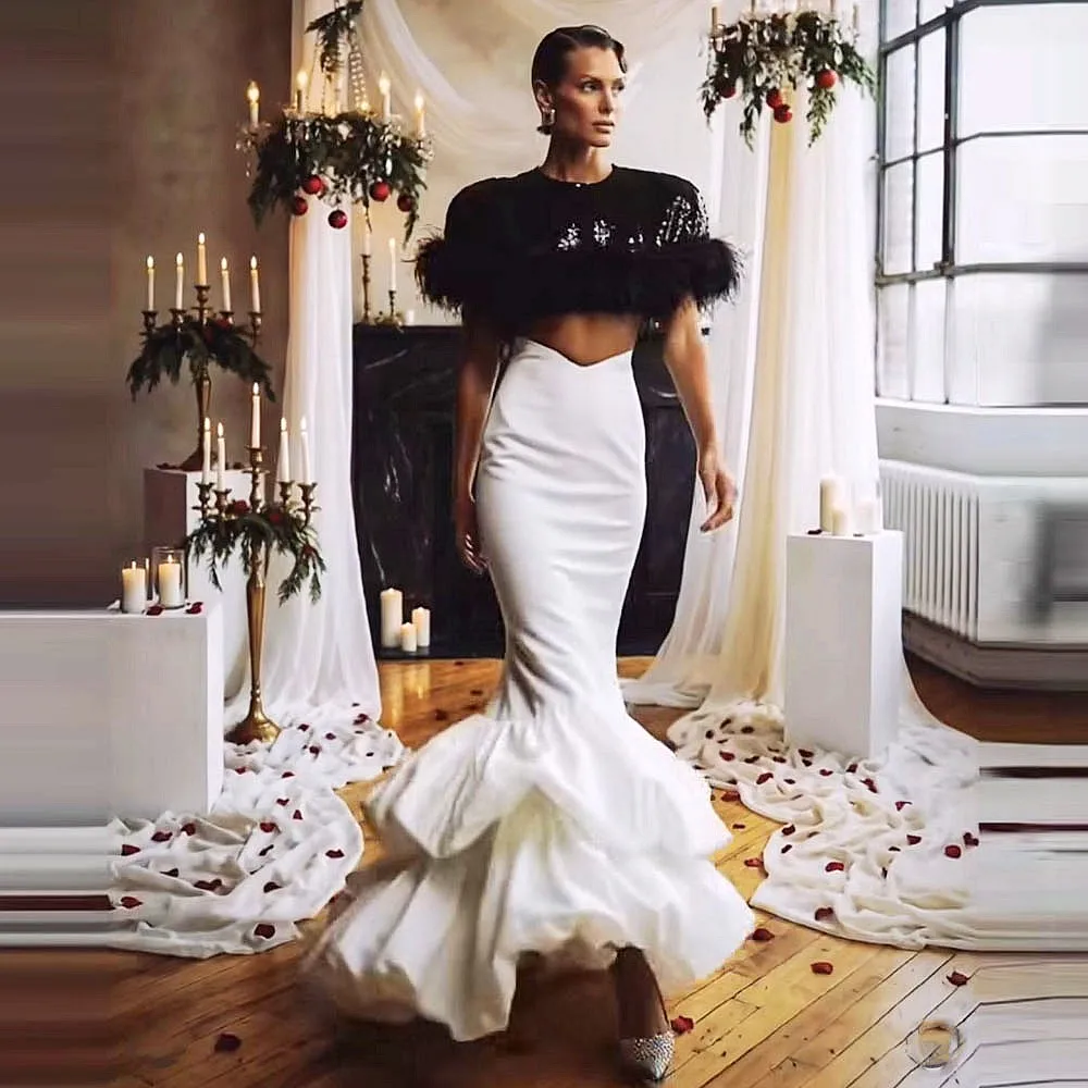 

2026 Модная юбка-русалка с высокой талией, многоуровневые двухслойные атласные макси-юбки для вечеринок, официальная одежда для женщин Saias No Top