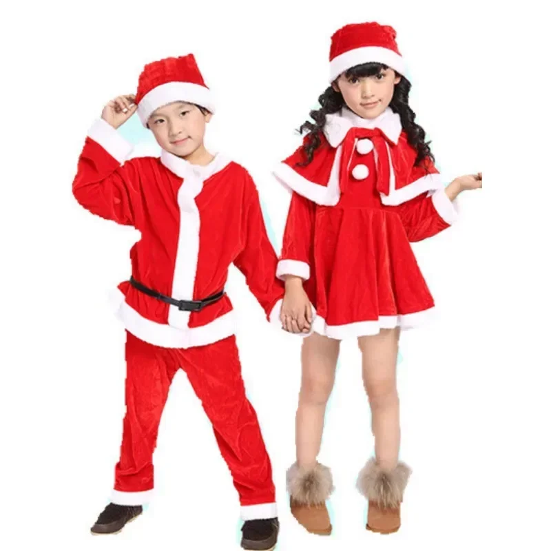 Neujahr Kinder Weihnachtsmann Kostüm Grüne Elfe Cosplay Weihnachten Karneval Party Kostüm für Mädchen Jungen Rot Weihnachten Kleidung Set