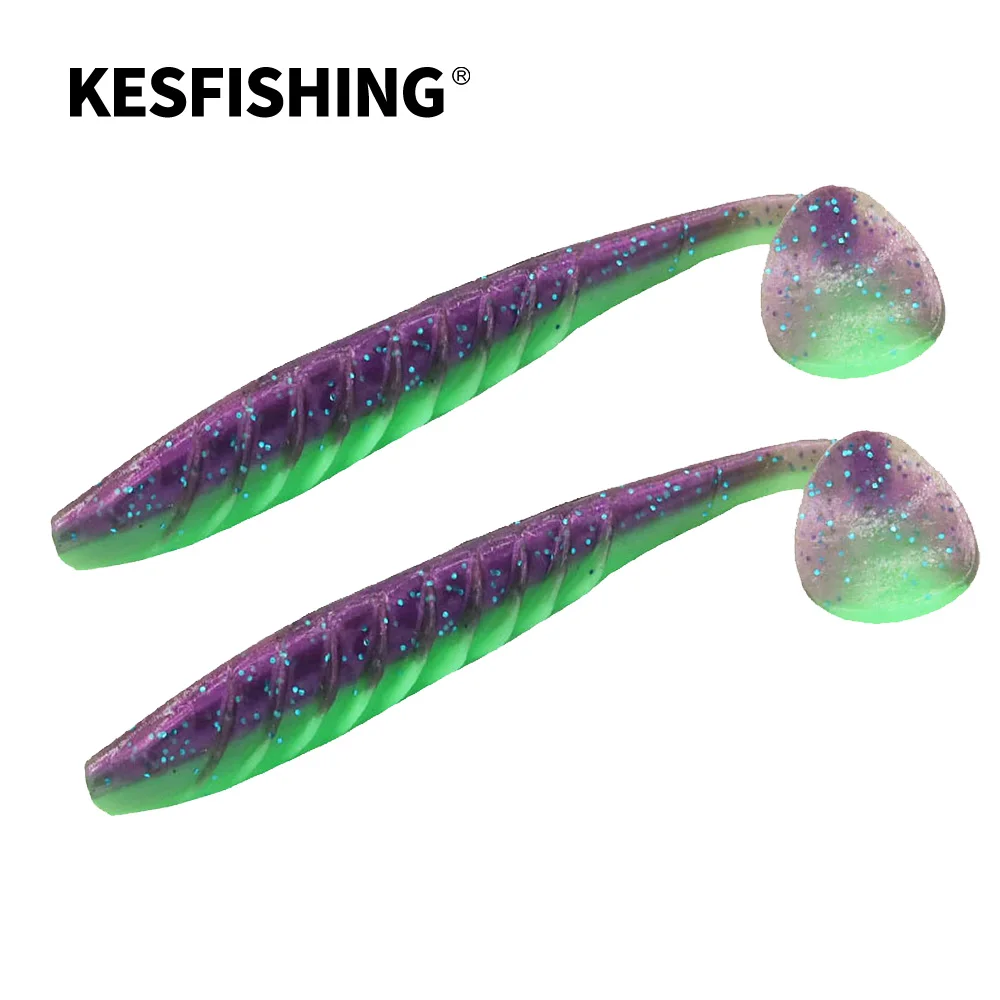 KESFISHING Pesca Balıkçılık Cazibesi Dalgalanma Shad 4 inç4.7g 5 inç9g Isca Yapay Silikon Yem Karides Kokusu Tuz Ekle