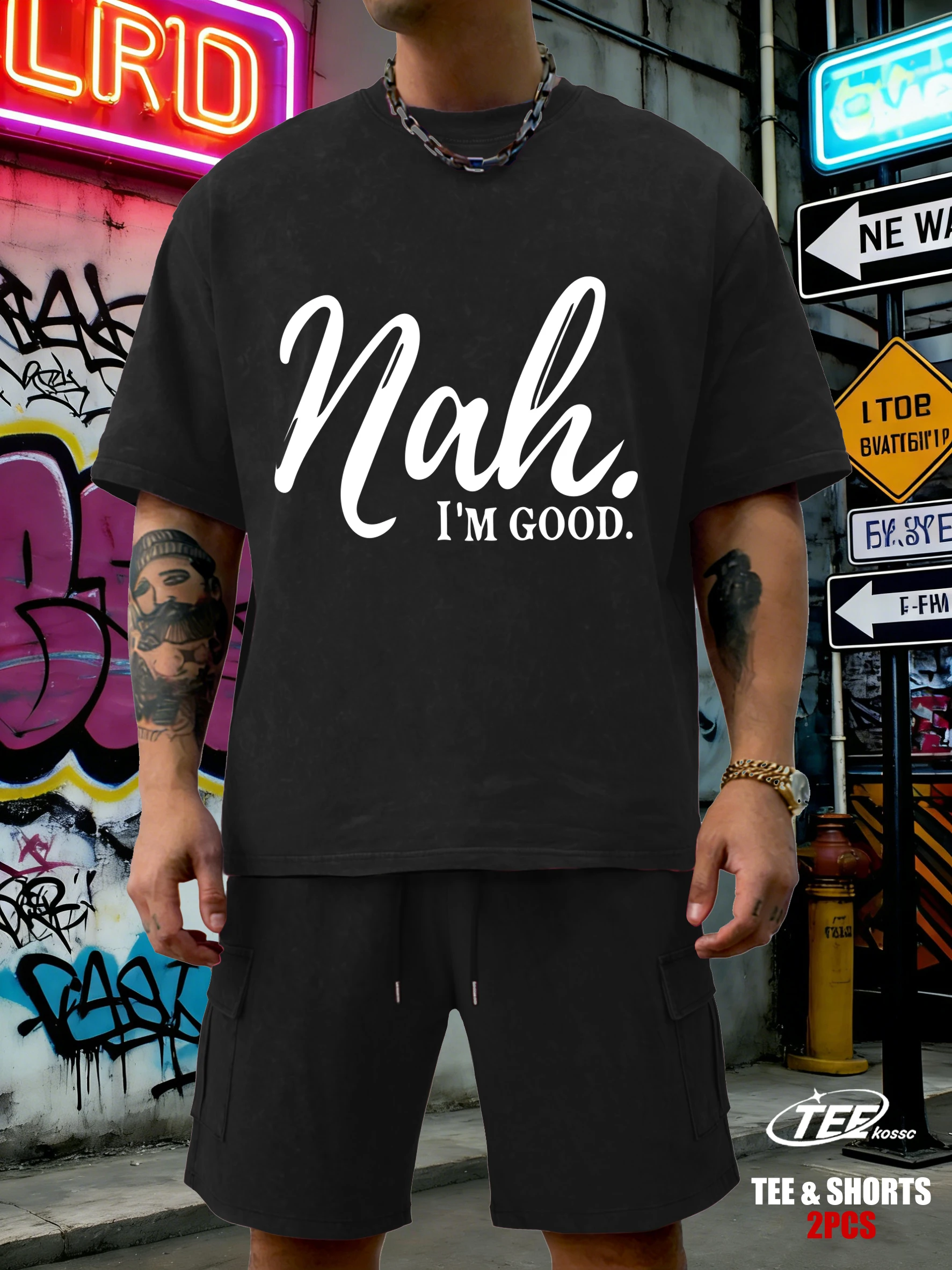 

Ну и что Мужские футболки с принтом I'M Good, летние мягкие футболки с круглым вырезом, хлопковые шорты, унисекс, модная уличная одежда