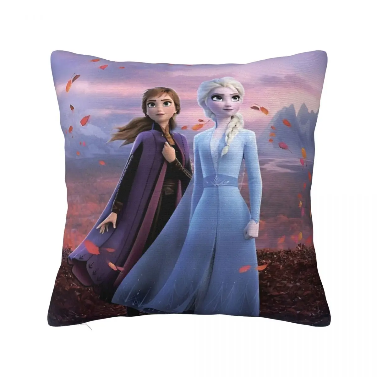 

Frozen Elsa Princess Anna Pillowcase Printed Fabric Cushion Cover Sister Throw Pillow Case Cover Seater Zippered 45cm