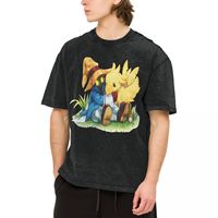 Funny Chocobo Vivi Final Fantasy 9 Vintage Wash Men's T-shirt Hot painting process Unisex