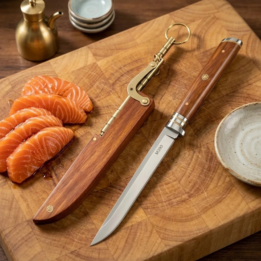 M390 Stainless Steel Professional Japanese Chef Knife Wood Handle Kitchen Cooking Knife for Salmon Sushi Sashimi Meat Cutting