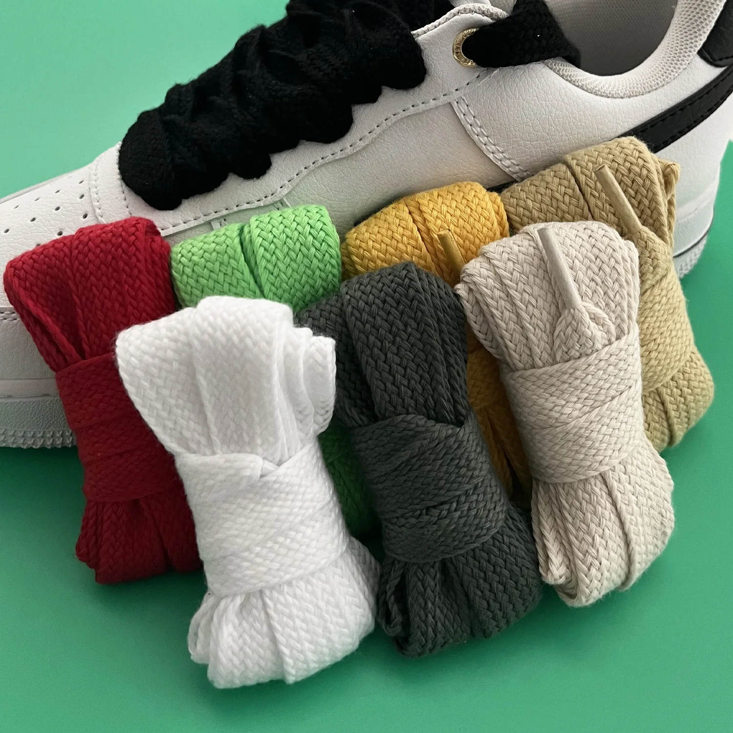 1Pair New 2cm Wide Flat T/C Shoelaces Single Layer 120/140/160cm Replacement Laces for Sneakers Skate Shoes Casual Shoes