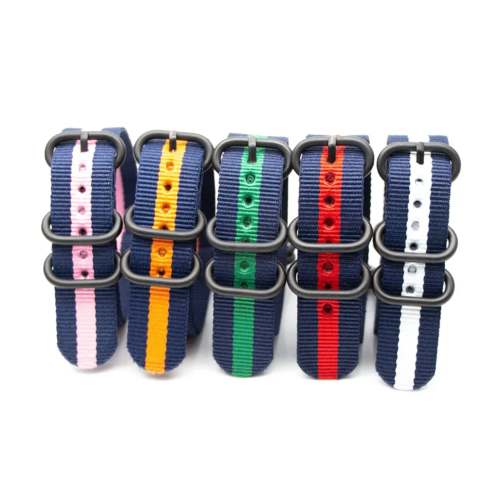 Nylon Watch Band Army Sports Watch Strap 18MM 20MM 22MM 24MM Wristband Accessories Black Ring Buckle For Samsung Huawei Watch