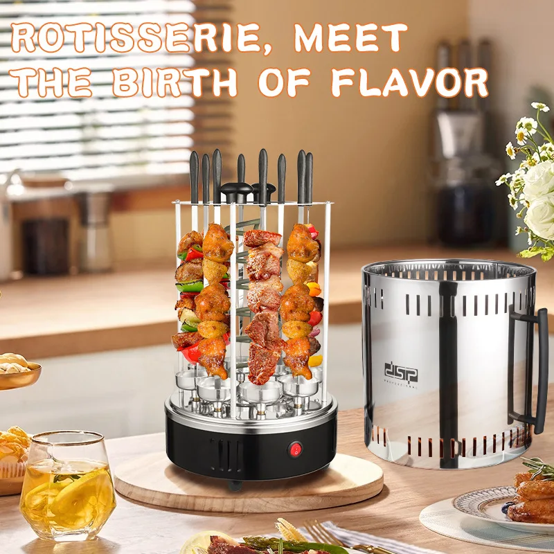 Electric barbecue grill with 16 stainless steel skewers